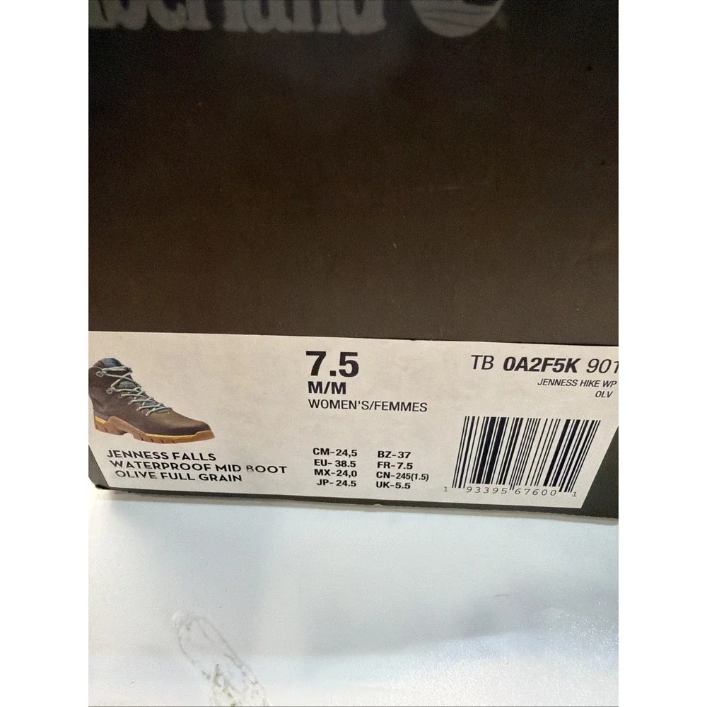 Timberland Jenness Falls Womens Olive‎ Green Waterproof Hiking Boots Size 7.5